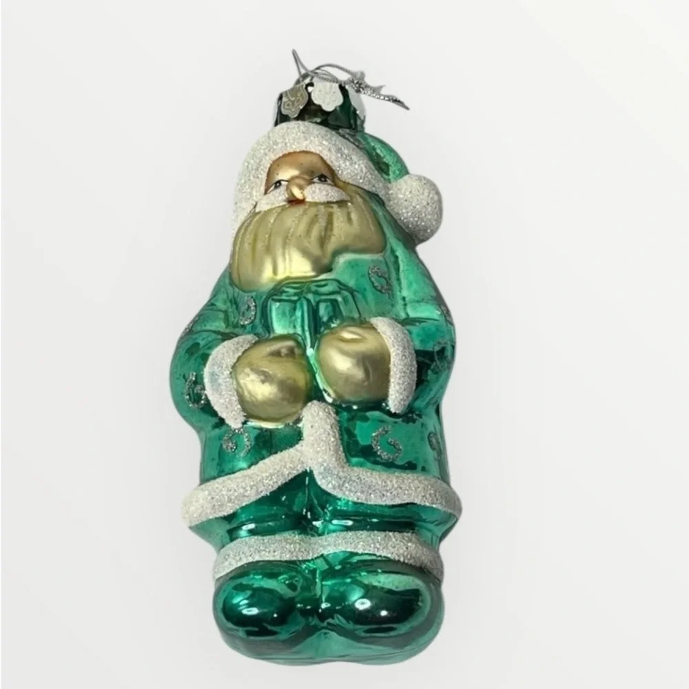 Glass Figure Ornaments‎ Lot of 8 Hanging Christmas Decor Santa